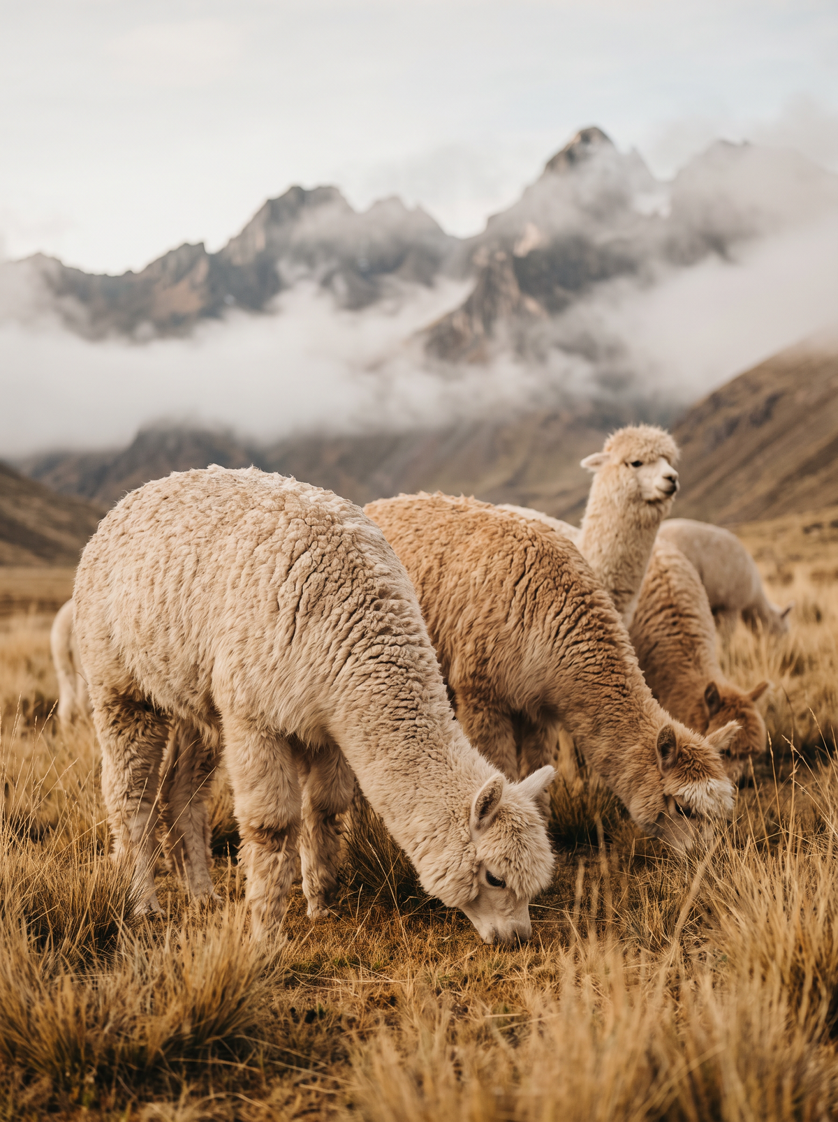 Alpacas grazing in the Peruvian highlands (concept image)